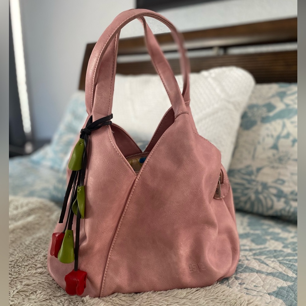 Espe Vegan Leather pink hobo-style shoulder bag